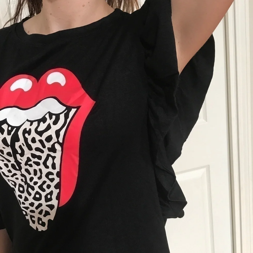 Retro Rolling Stones Leopard Tongue Logo Top. NEW - Picture 5 of 6